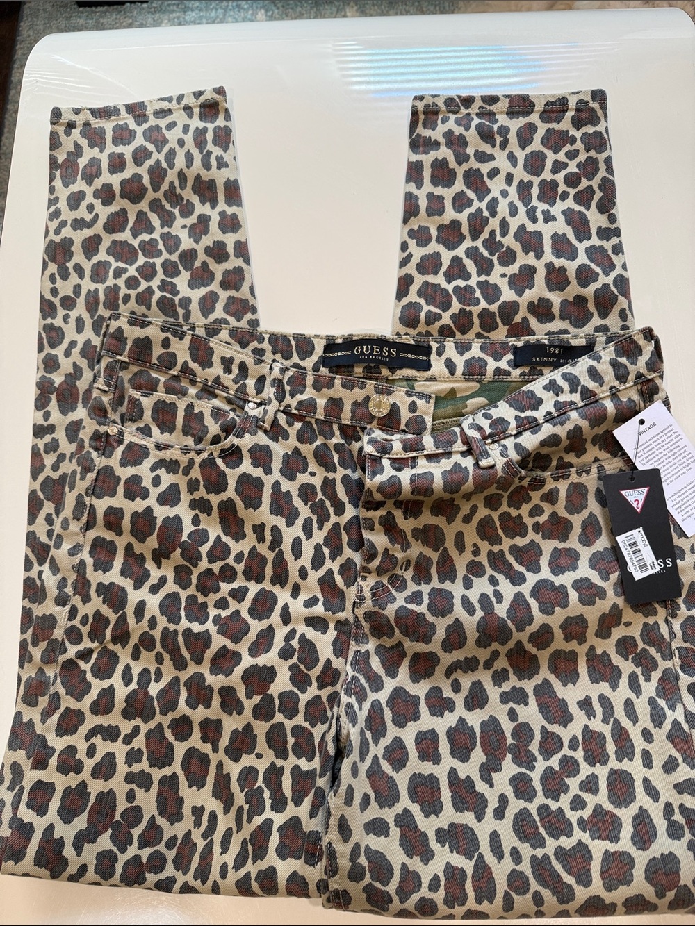 GUESS Women's Leopard-Print Skinny Jeans - Beige, Brown, Black